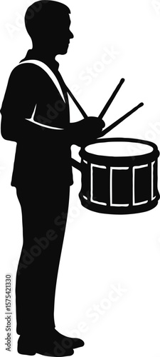 A musician plays the drums, creating a powerful beat during a rock concert