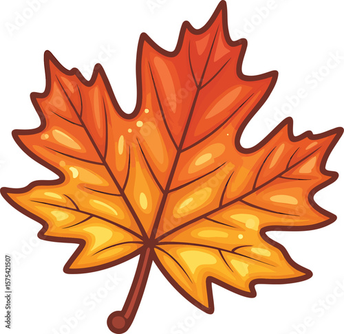 Maple leaf colorful illustration isolated on transparent background