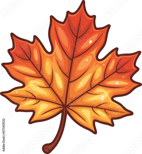 Maple leaf colorful illustration isolated on transparent background