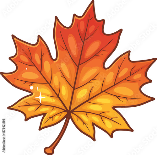 Maple leaf colorful illustration isolated on transparent background
