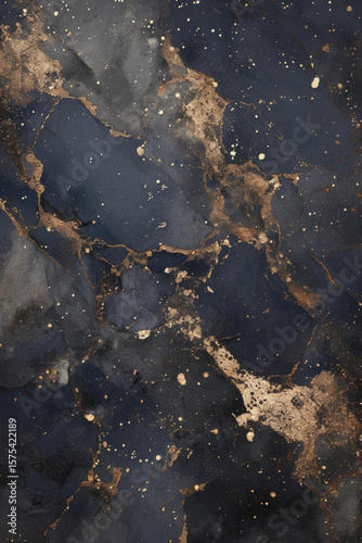 Elegant dark blue marble texture with gold accents and speckles