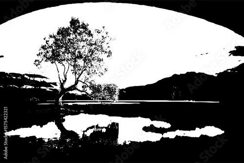  Tree by the Monochrome Lake