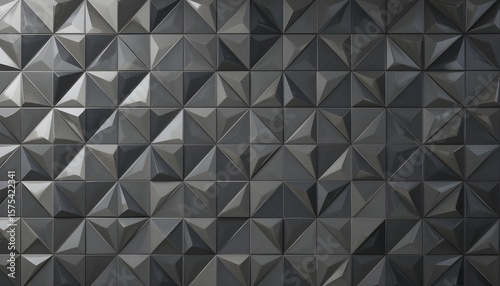 Polished Semigloss Wall Background with Triangular Tile 3D Black Blocks Modern Architectural Render