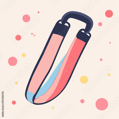 Naive flat clipart of long stretching strap with curved playful shape, ideal for nursery wall art, wellness packaging and cheerful fitness decor