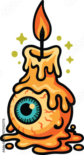 Melting Candle with Eyeball Vector Illustration