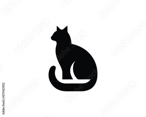 Elegant feline silhouette modern vector illustration of a sitting cat