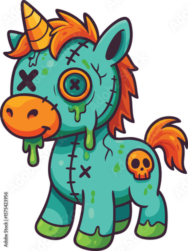 Zombie Unicorn Cartoon Character Vector