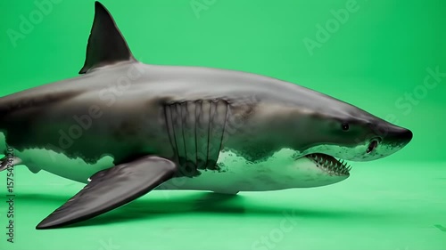 Great White Shark on Green Screen - Marine Predator