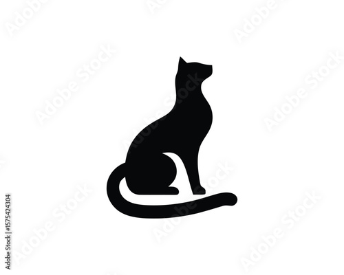 Elegant feline silhouette minimalist vector illustration for design