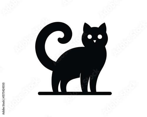 Bold Elegant black cat silhouette vector illustration