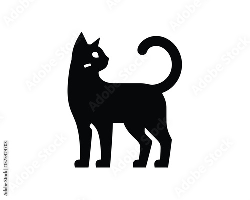 Elegant silhouette of a graceful feline vector illustration
