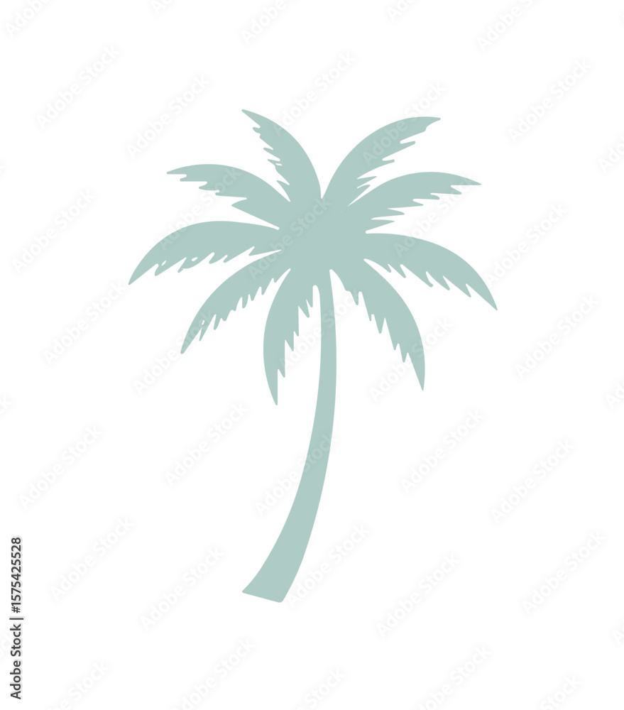 Obraz premium Minimalistic Blue Palm Tree Silhouette Illustration