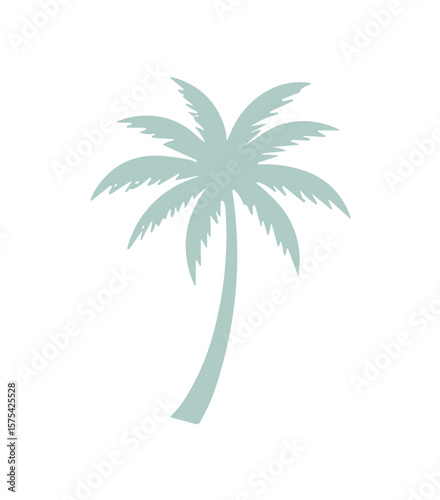 Minimalistic Blue Palm Tree Silhouette Illustration