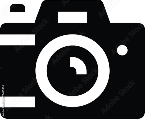 Camera Icon Vector – Black Solid DSLR Symbol for Photography and App Design