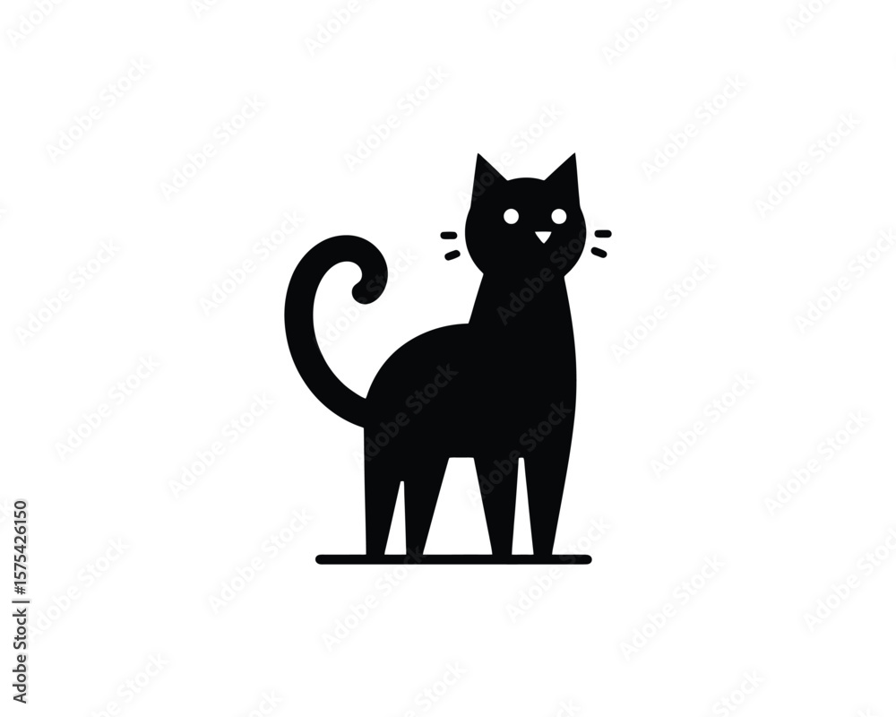 Fototapeta premium Stylized black cat silhouette vector illustration