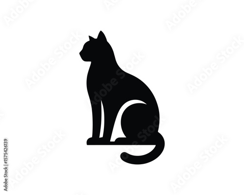 Sleek feline silhouette vector illustration for branding and design