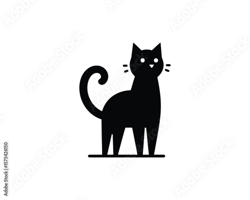 Stylized black cat silhouette vector illustration