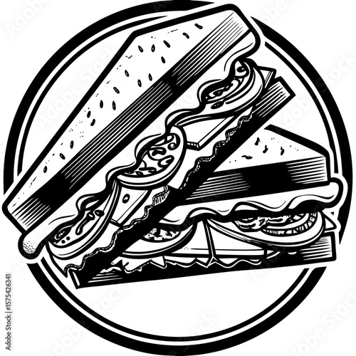 sandwich (linocut style)
