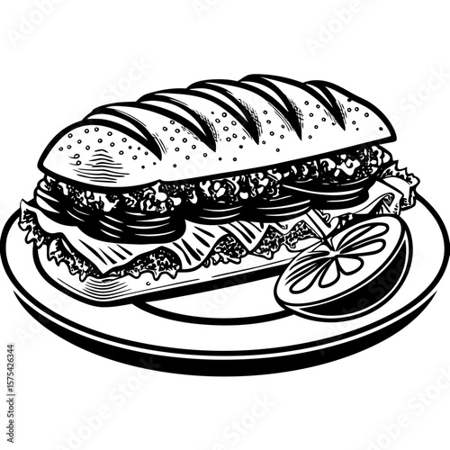 sandwich (linocut style)
