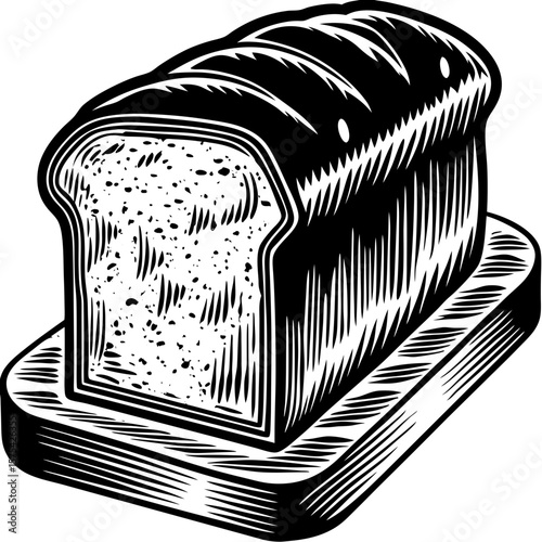 loaf of bread (linocut style)