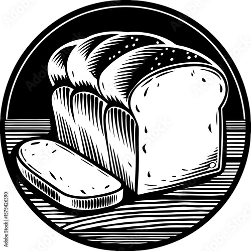 loaf of bread (linocut style)