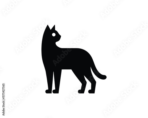 Sleek feline silhouette modern minimalist vector art