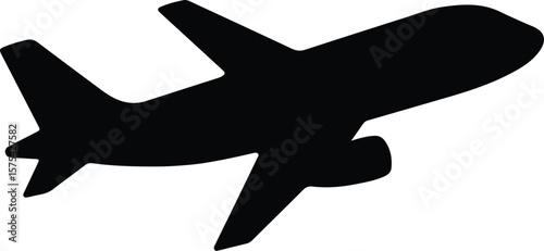 Silhouette airplane taking off commercial aviation flight Vector illustration