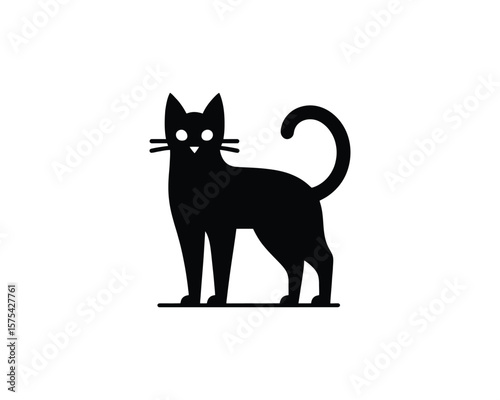 Elegant feline silhouette minimalist cat vector illustration