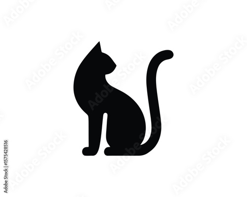 Elegant black cat silhouette vector graphic