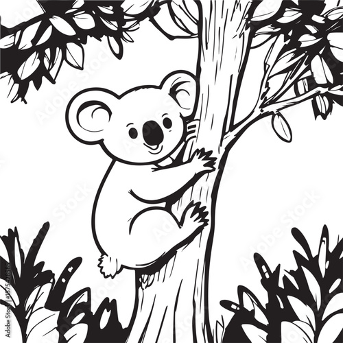 Simple Black and White Cartoon Illustration