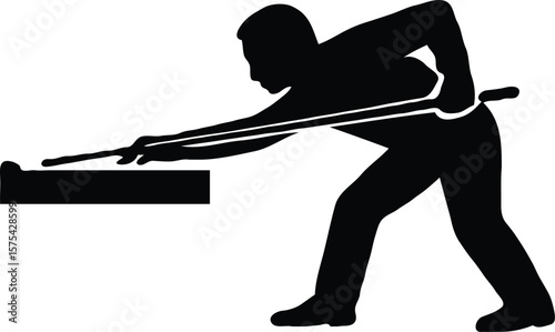 Precision Play: A dynamic silhouette captures a focused individual engrossed in a game of pool, striking a cue ball with practiced accuracy, ready to aim and hit the shots