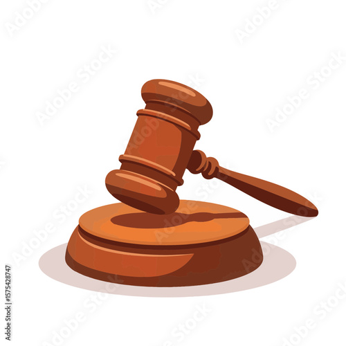 Classic wooden judge's gavel on sound block, legal symbolism