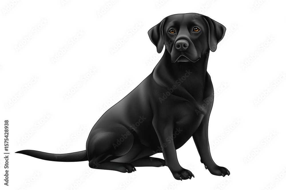 Obraz premium Majestic Black Labrador Retriever Dog Portrait: A Stunning Digital Illustration of Canine Elegance