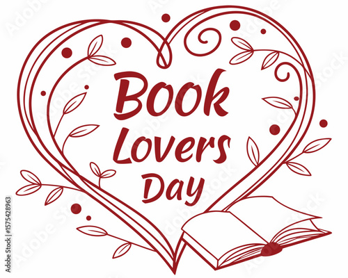 Elegant Heart Design Celebrating Book Lovers Day maroon heart graphic