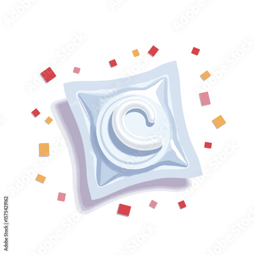 Transparent condom wrapper with colorful confetti, safe intimacy
