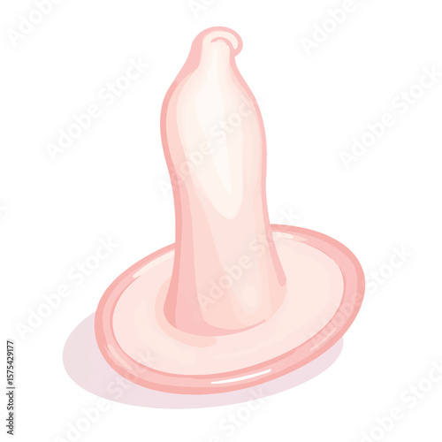 Close-up illustration of a female condom on white background, safe sex