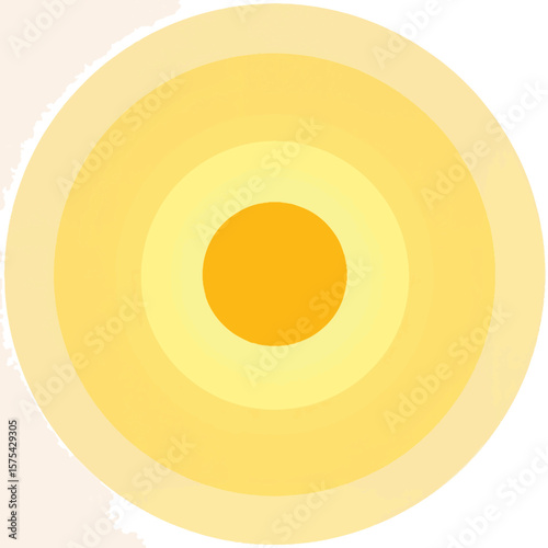 Stylized sun radiating warmth with concentric circles, equinox symbolism