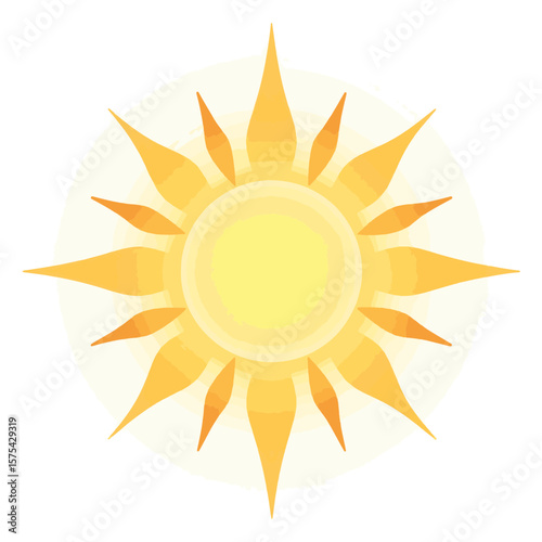 Stylized sun symbol representing equinox on white background, balance