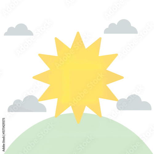 Stylized sun with equinox rays, minimalist design