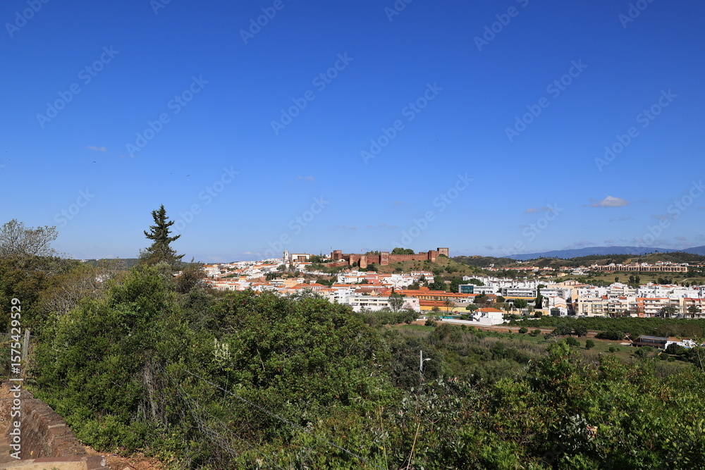 Obraz premium View of the town of Silves with Silves Castle in the background, Algarve, Portugal