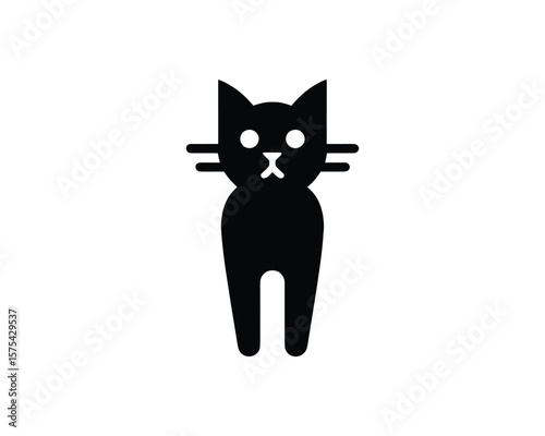 Quirky minimalist black cat vector graphic