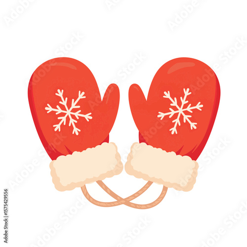 Cozy red winter mittens with snowflake design, classic seasonal accessory