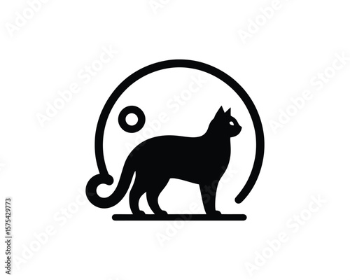 Mystical feline silhouette vector illustration mystical