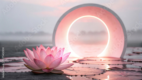 Radiating circular pink glow with gentle gradient highlights inner strength and calmness, symbolizing positivity during breast cancer recovery and support themes