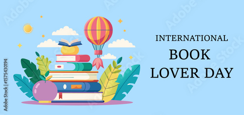 Whimsical Illustration for a National Book lover Project colorful imaginative illustration designed national book illustration whimsical