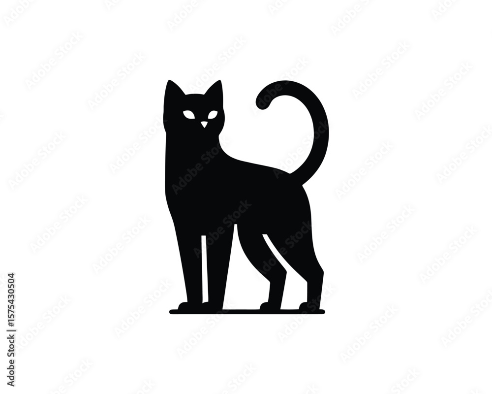 Obraz premium Chic black cat silhouette vector illustration