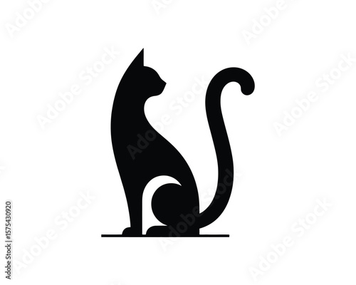 Bold Elegant feline silhouette vector design elegant