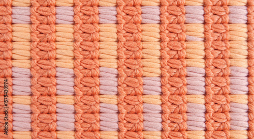 Coral and Lavender Vertical Stripe Weaving