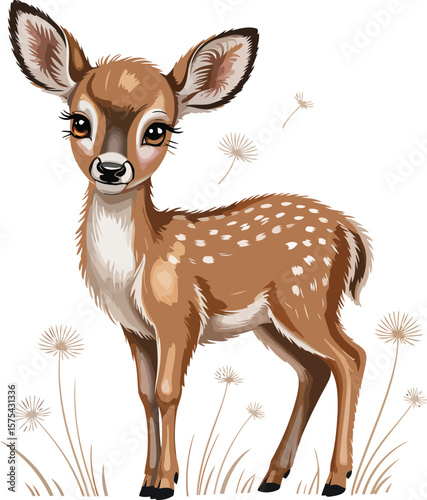 Delicate Digital Fawn Illustration Spotted Deer Baby Animal