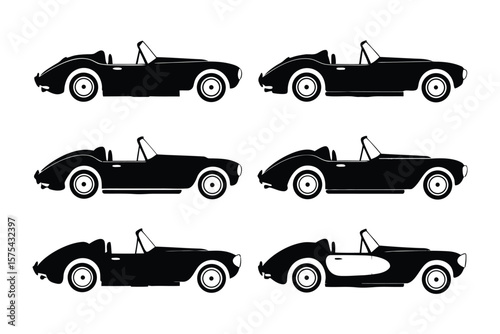 Classic Car Silhouette: A striking silhouette of a vintage convertible, rendered in elegant monochrome, evokes nostalgia and timeless automotive design.